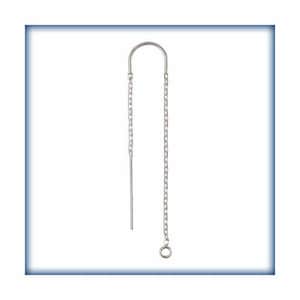 May include: Silver earring with a long chain and a small loop at the end.