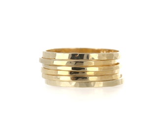 Hammered, Gold, Stacking Ring, Dainty Ring, Midi Ring, Gold Vermeil, Patterned Thin Ring,  Stackable Ring, 14kt Plated over Sterling Silver