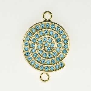 Focal Blue Topaz Round Crystal Connectors, 2 Ring Connector for Jewelry Design, Jewelry Making Supplies
