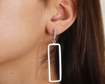 ◇MIDNIGHT MOMENT.◇ rectangle mini earring silver MIDNIGHT MOMENT