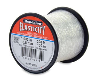 0.8mm Beadalon Elasticity Clear Cord. 328ft Elastic Cord for Stretchy Jewelry. 0.8mm. 100 meter clear Stretch Cording