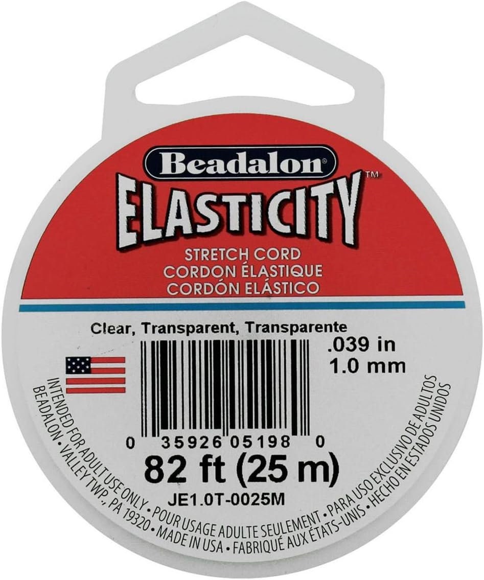 Clear Beadalon Elasticity Stretch Elastic Cord for Jewelry Making 25 Meter  82 Foot Spool 0.8mm Diameter 