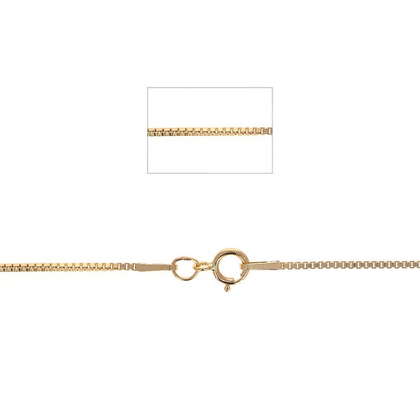 Gold Filled 1mm Box, 14k Gold Filled, Chains, All lengths, 14 karat Gold Filled, Yellow Gold, Sturdy, machine Made Box Chain, 16", 18", 20",