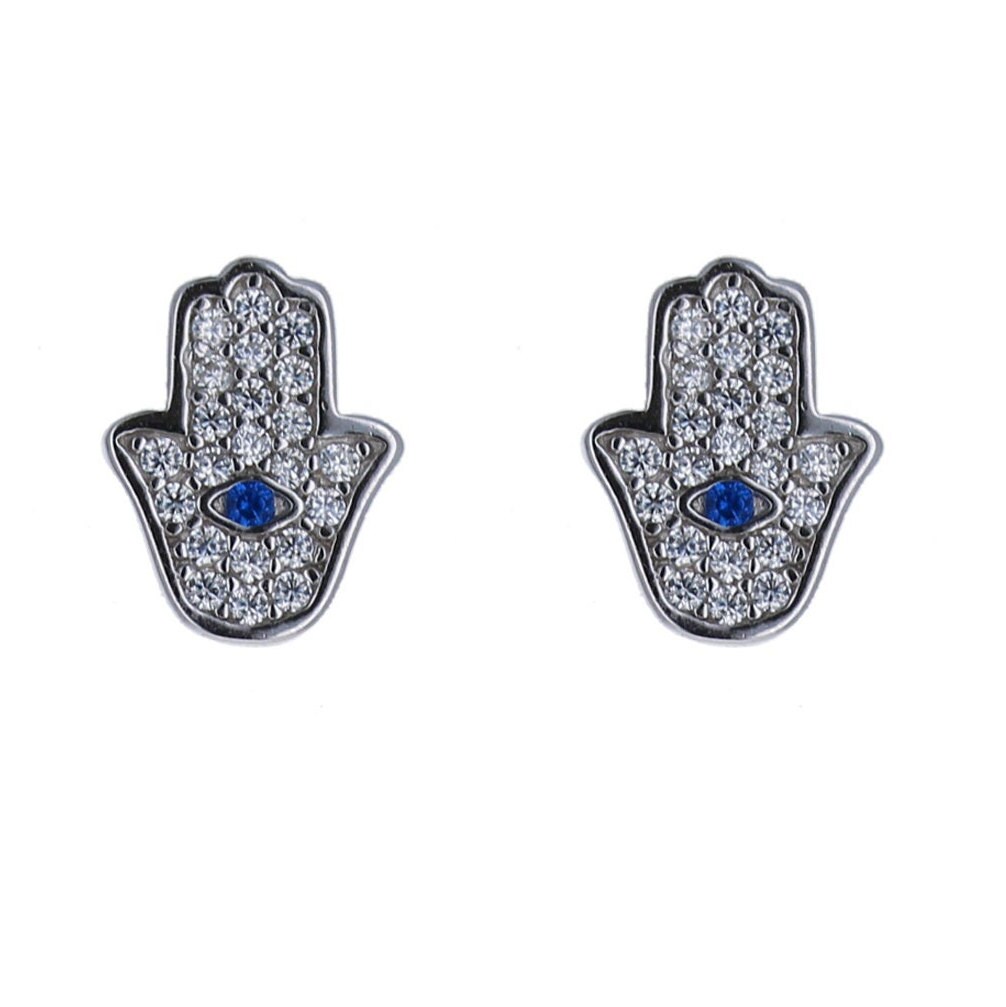 小物 miyu Sterling Silver, Hand of God Mini Studs, Blue Sapphire