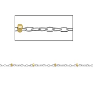 3ft, 2 tone chain, Sterling silver and Gold Filled Bead Chain, Satellite cable Chain, Two Tone Cable Chain with ball, permanent, SSGF86