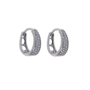 Mini CZ Huggie Earrings, Cubic Zirconia Designer Hoops, Mini Hoop Earrings, Elegant Earrings, Silver or Gold Option, Dainty Earrings