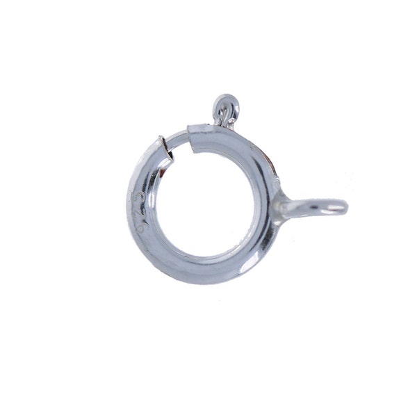 10 Piece, Sterling Silver, 6mm Spring Ring with Closed Eyelet, Round, small clasp, chain, necklace, bracelet, anklet hooks