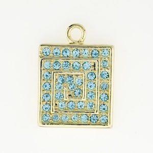 1 - Blue Pendant, Blue Topaz Crystal Connectors, 1 Ring Connector for Jewelry Design, 1pc Clear Crystal, Jewelry Making Supplies