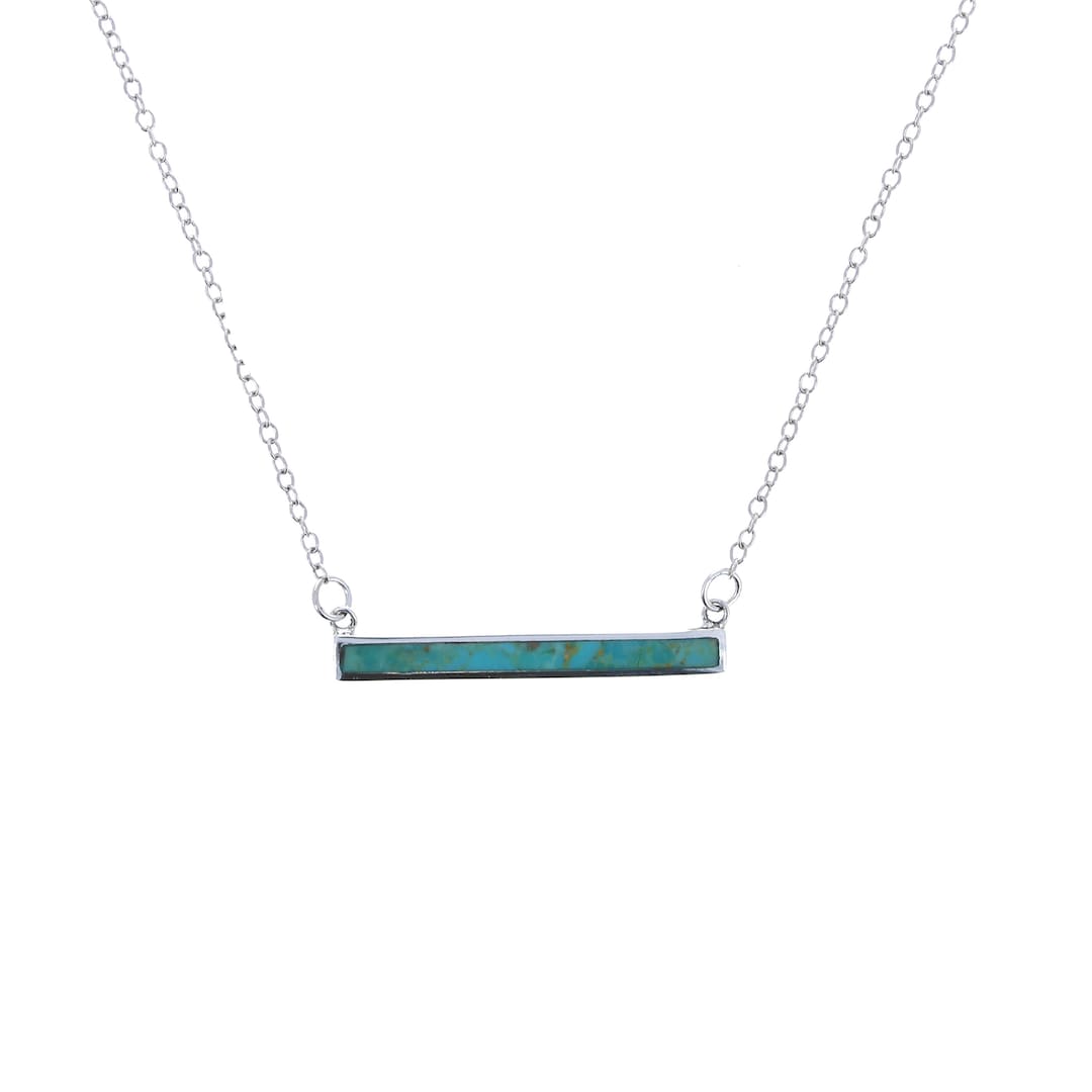 【ANOTHERLAYER】Slim Line Necklace (silver925)(2color) Slim Turquoise Bar Necklace, Sterling Silver 925 and Genuine