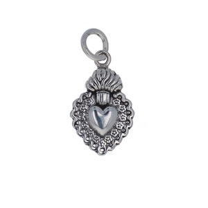 Sacred Heart Charm, Sterling Silver 925 Beautiful Design with Renaissance Inspiration