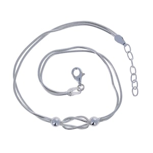 Sterling Silver, Love Knot Anklet, Snake Chain Anklet, Silver Jewelry, Love Knot Jewelry, Silver Anklet, Dainty Anklet, Love Jewelry, AK145