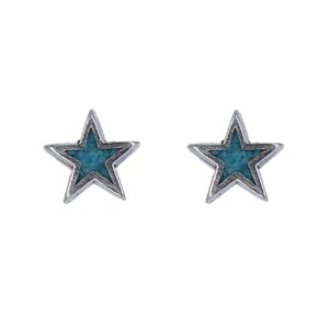 Sterling Silver, Turquoise Star Micro Studs, Inlaid Genuine Turquoise Studs, Star Earrings, Dainty Studs, 5mm Earrings,  Lightweight, E26642