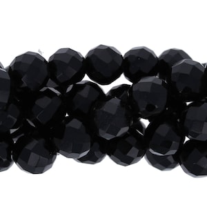 8mm Black Faceted Onyx, Round Beads, Onyx Agate Strand, Stones by the Strand, Genuine Agate, Beads, 48 Beads/Strand, Medium Beads, Wholesale