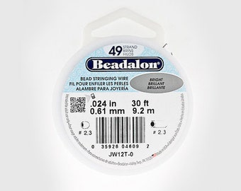 Beadalon 49 Strand Beading Wire, .024in 30ft & 100ft Spools, Beading Wire, Stringing Wire, Strong, Flexible Nylon Coated Stringing Wire