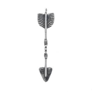 Arrow Charm, Sterling Silver Charm, Large Arrow Charm, .925 Antiqued Sterling Silver, Detailed Arrow Pendant, For Charm Bracelets or Necklac