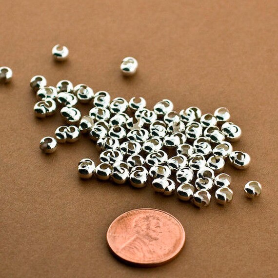 Sterling Silver 4mm Crimp Bead Covers, 4mm Crimp Covers, Silver Crimp Covers,  Packs of 20pc,50pc,or 100pcs 