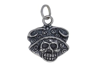 Katrina Skull Charm, Sterling Silber Charm La Katrina Skull, 925, angehängter offener Biegering, Charm für Armbänder, Charm für Halskette, CH4482