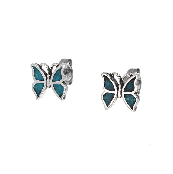 Cowgirl Boots Stud Earrings with Turquoise Inlay Sterling Silver - Made in the USA Cowgirl Boots Stud Earrings with Turquoise Inlay Sterling Silver - Made in the USA