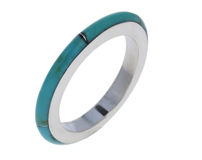 Turquoise Sterling Silver Band Adjustable Ring plated in Rhodium main image 1