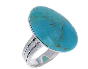 Echte turquoise ring, Sterling Silver, Gepolijst turquoise teardrop, modern, eenvoudig, echte turquoise ring