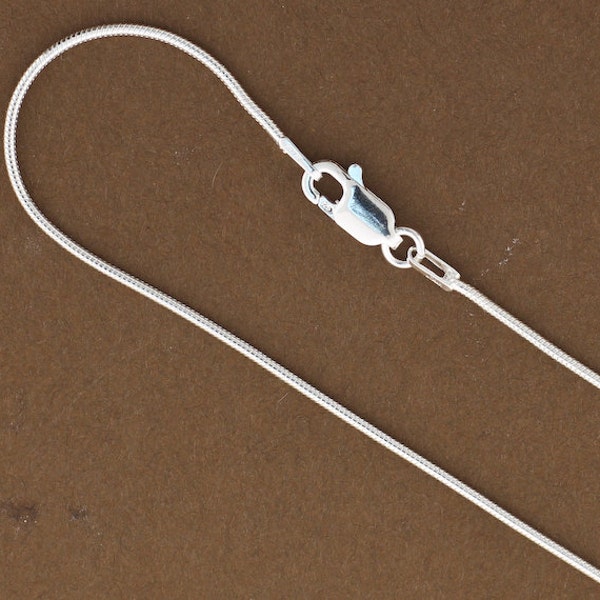 Snake Chain, 1mm Snake Chain, Sterling Silver Chain, .925 ,  All Lengths, 16",18",20",22",24",30", SNK025, Made in Italy. Round Polished.