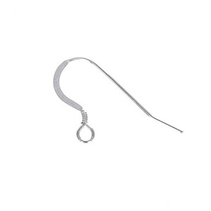 May include: Silver earring hook with a coiled wire loop at the top.