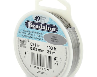 Beadalon 49-Strand Beading Wire, 0.021in, 100 feet, Beading Wire, Stringing Wire, Strong, Flexible Nylon Coated Stringing Wire
