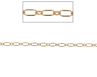 14kt Gold Filled Oval Cable Chain, Long & Short Cable Links, Durable Craft Chain, Genuine 14kt, Permanent Jewelry Chain, Unfinished Chain