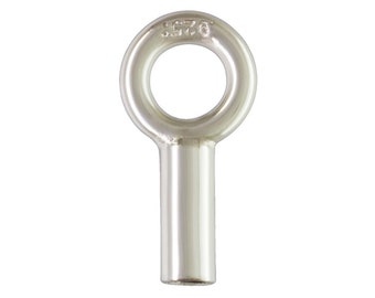 May include: A silver metal eyelet with a threaded shaft. The eyelet has a 3/16 inch diameter.