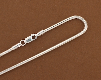 Jewel Tie 925 Sterling Silver Snake Chain with 1in ext with Secure Lobster Lock Clasp 2mm Jewel Tie 925 Sterling Silver Snake Chain with 1in ext with Secure Lobster Lock Clasp 2mm