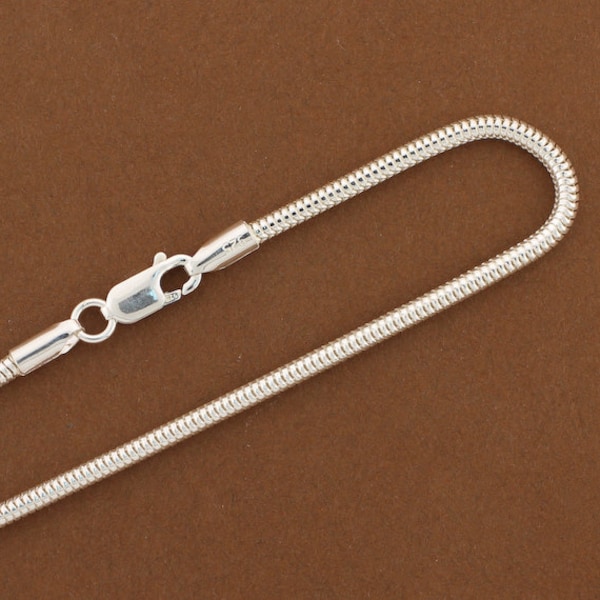 Snake Chain, 2.5mm Snake Chain, Sterling Silver Chain, .925 Sterling Silver,  All Lengths, 16",18",20",22",24",30", SNK240, Made in Italy