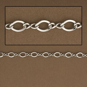 Figure 8 Chain, Antique Finish, Solid Sterling Silver, Wholesale Prices, Figure Eight Design, Rhodium over Sterling Silver, Charm SS#2638 image 1