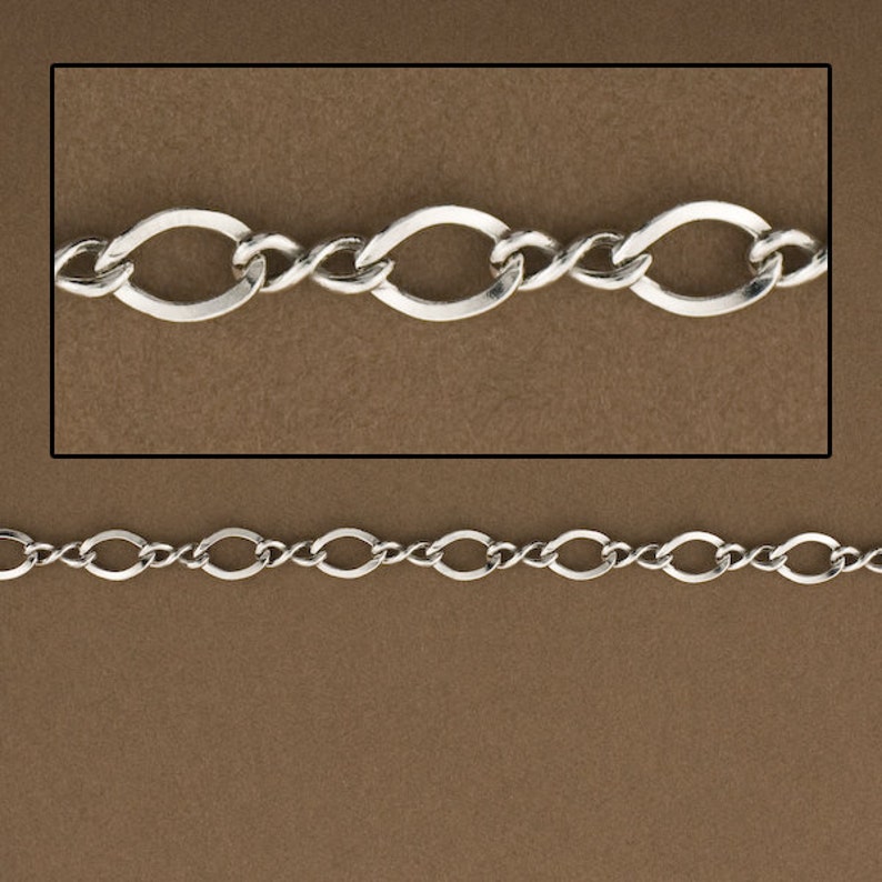 Figure 8 Chain, Antique Finish, Solid Sterling Silver, Wholesale Prices, Figure Eight Design, Rhodium over Sterling Silver, Charm SS#2638 image 1