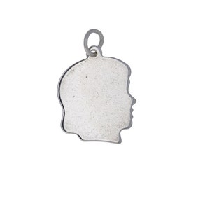 Girl Silhouette Charm, Sterling Silver Charm, Silver Silhouette, Engravable Charm, For Bracelets, For Necklaces, Genuine Sterling, CH2410