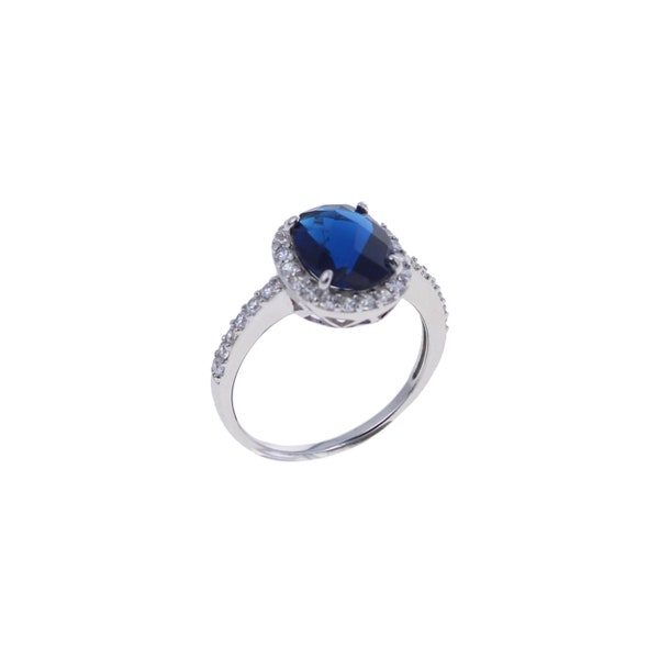 Princess Diana Inspired Ring, CZ and Genuine Sterling Silver, Sapphire CZ Ring, Cubic Zirconia Statement Ring, Luxury Designer Style Ring