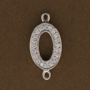 1pc, Sterling Silver Connector. 2 Ring Finding Cubic Zirconia  Jewelry Part for Designers. .925 Sterling Silver #261