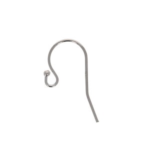 1 pair, 14kt White Gold Ear Wires, Ball End Earring Wires, 0.66mm wire, 1.5mm bead end, Genuine 14 karat Gold, Ear Hooks