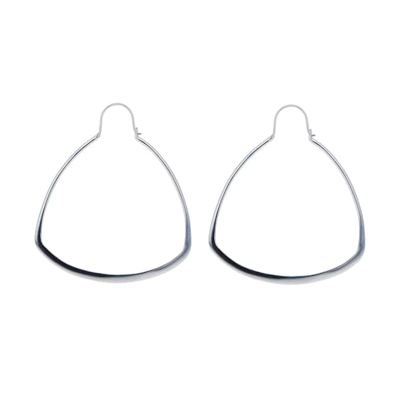 Modern Large Sterling Silver Hoops with Unique Shape, Minimal and Lightweight Design, 925 Sterling Silver Purity