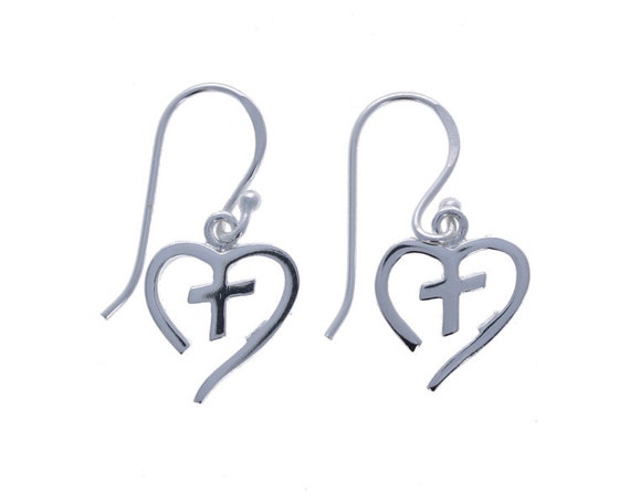 Large Polished Heart Outline Dangle Earrings Sterling Silver Large Polished Heart Outline Dangle Earrings Sterling Silver