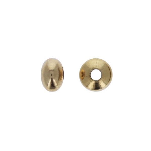 25 Pieces - 4mm Gold Filled Saucer Bead, 14kt Gold Filled, 4.2mm x 2.9mm, Gold Filled Saucer Beads, 4mm, 1.2mm Hole, Wholesale Beads, GF4MAC
