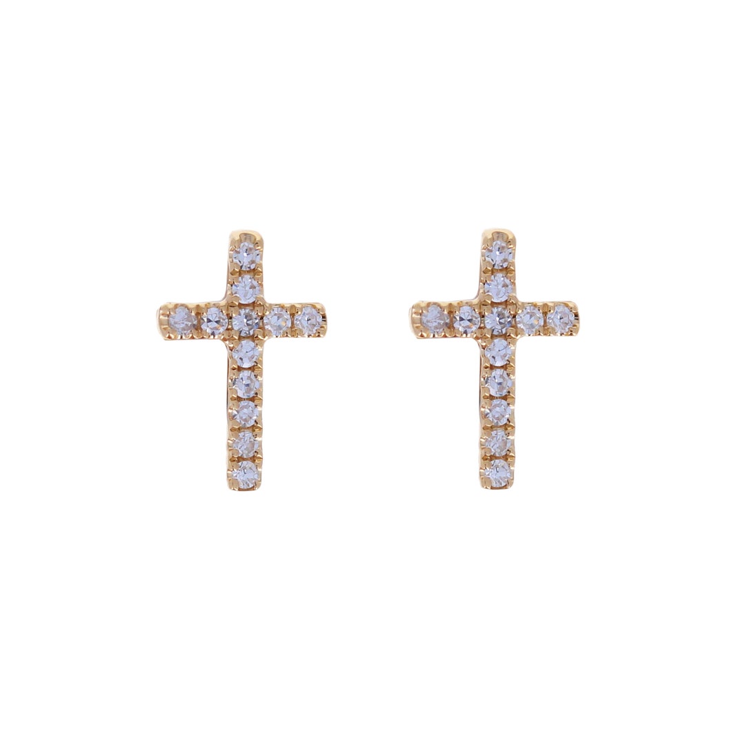 14kt Gold and Diamond Signature Cross Studs main image 1
