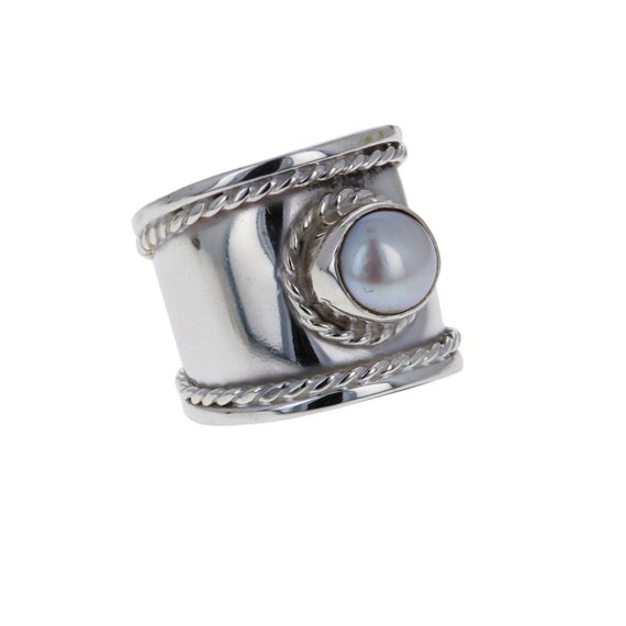 Dark Pearl with Braided Band Ring Dark Pearl with Braided Band Ring