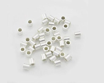 500pc, 2x2 Sterling Silver Crimps, .925 Crimp Bead Tubes,Tubes, Made In USA. 2mm Crimp Tubes. Crimping Beads for Jewelry. Wholesale Package.