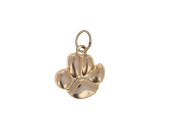 14kt Gold Filled Paw Charm, Paw Print Pendant, Gold Filled Dog Charm, Dog or Cat Paw Print Charm, Gold Filled Animal Charm, 14kt Gold Charm