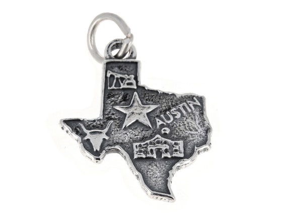 Texas State Charm Antiqued Sterling Silver Texas State Charm Antiqued Sterling Silver