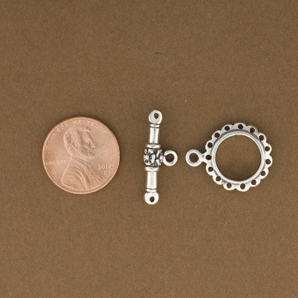1 jeu de fermoirs trois ronds Bali 37 x 20 mm, plaqué argent antique, plaqué or antique, cuivre antique, plaqué or noir B1027 - France