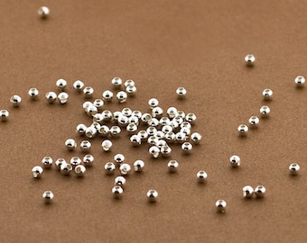 200pc, 2mm Beads, 2mm Sterling Silver Beads, Polished Plain Beads, Round Seamless Beads, 925 Silver Seed Beads, Spacers, wholesale Lot