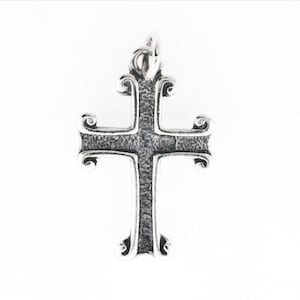Silver Cross Charm, Antiqued Religious Charm, Vintage Finished Cross Charm for Necklaces or Bracelets, .925 Sterling Silver, Cross Charm