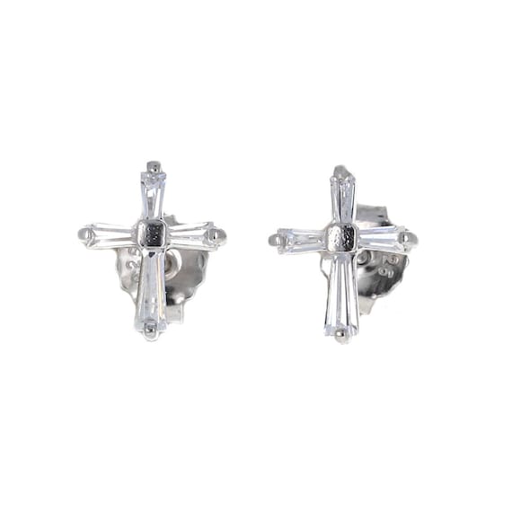 Black Cubic Zirconia with Clear CZ Pave Post Chain Earrings Sterling Silver Black Cubic Zirconia with Clear CZ Pave Post Chain Earrings Sterling Silver