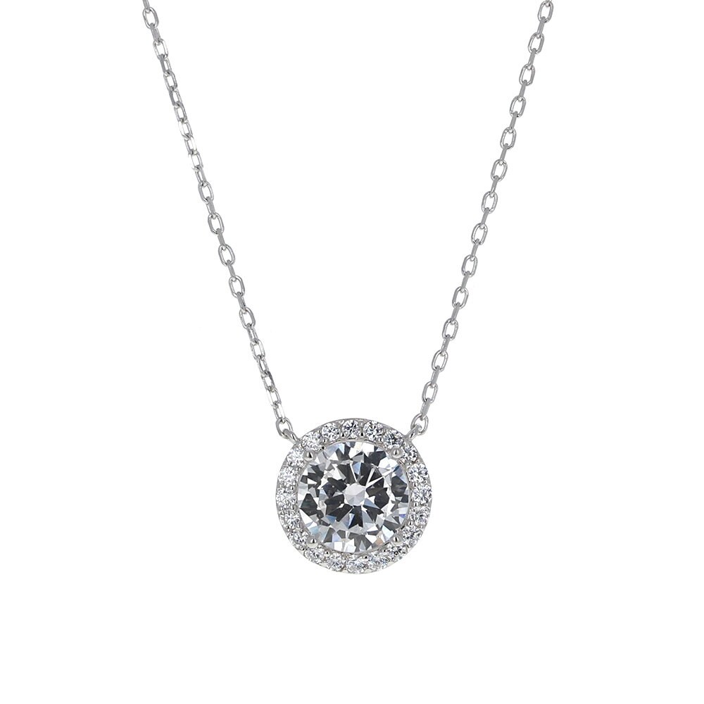 Sterling Silver Necklace, Cubic Zirconia Pendant Pendant Necklace, 925